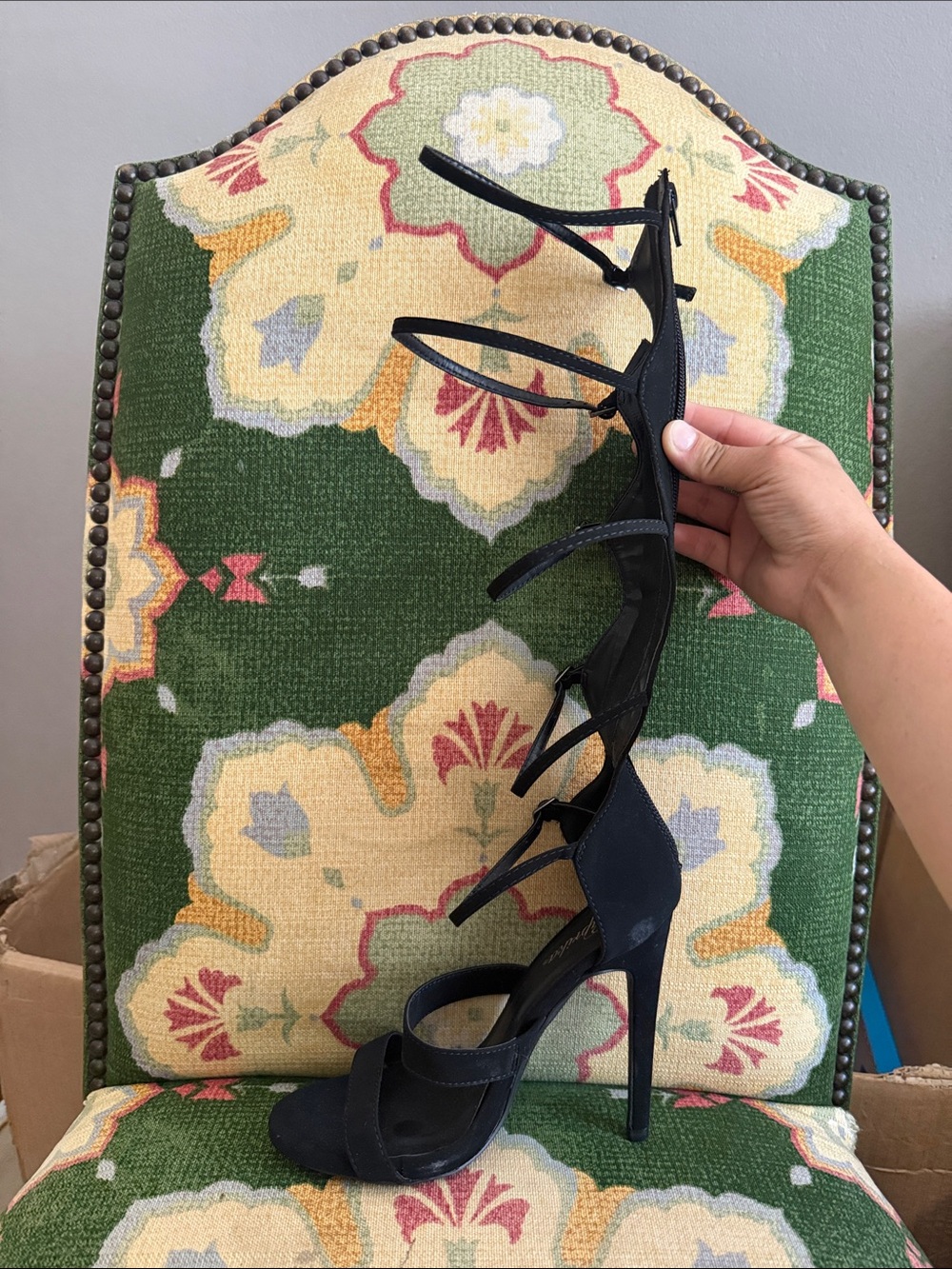 Paprika Black Strappy Stiletto Heels